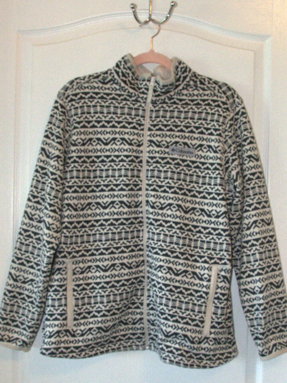 Columbia Women's Benton Springs Full Zip Fleece Jacket size Large Beige Black